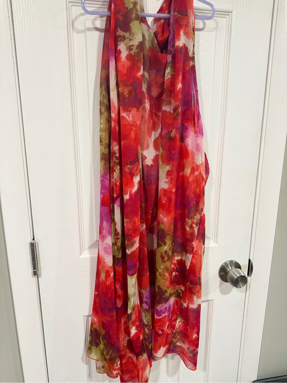 Red Floral Chiffon Cardigan